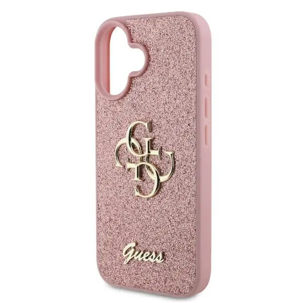 Etui Guess hardcase Fixed Glitter Big 4G do iPhone 16 Różowy