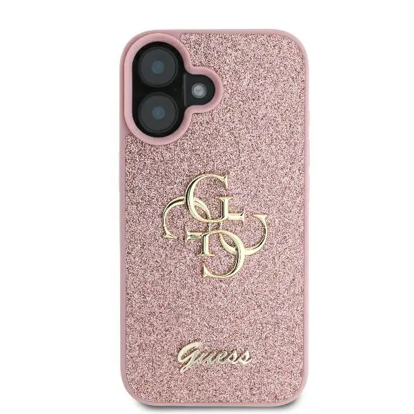 Etui Guess hardcase Fixed Glitter Big 4G do iPhone 16 Różowy