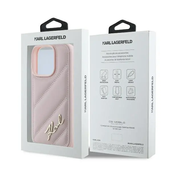Etui Karl Lagerfeld hardcase Quilted Signature do iPhone 16 Pro Różowy