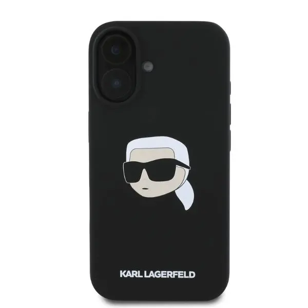 Etui Karl Lagerfeld Silicone Karl Head Print MagSafe do iPhone 16 Czarny