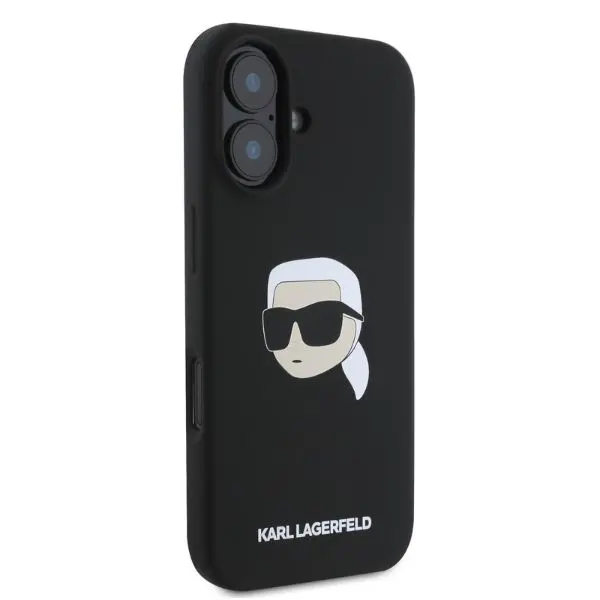 Etui Karl Lagerfeld Silicone Karl Head Print MagSafe do iPhone 16 Czarny
