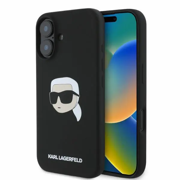 Etui Karl Lagerfeld Silicone Karl Head Print MagSafe do iPhone 16 Czarny