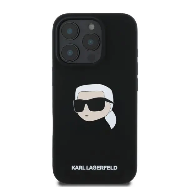Etui Karl Lagerfeld Silicone Karl Head Print MagSafe do iPhone 16 Pro Czarny