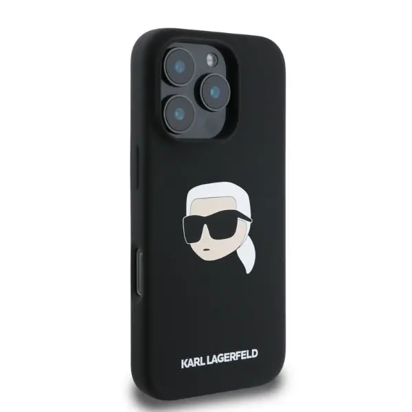 Etui Karl Lagerfeld Silicone Karl Head Print MagSafe do iPhone 16 Pro Czarny