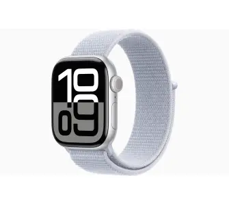 Smartwatch Apple Series 10 GPS koperta 46mm aluminium srebrne opaska sportowa błękitny obłok