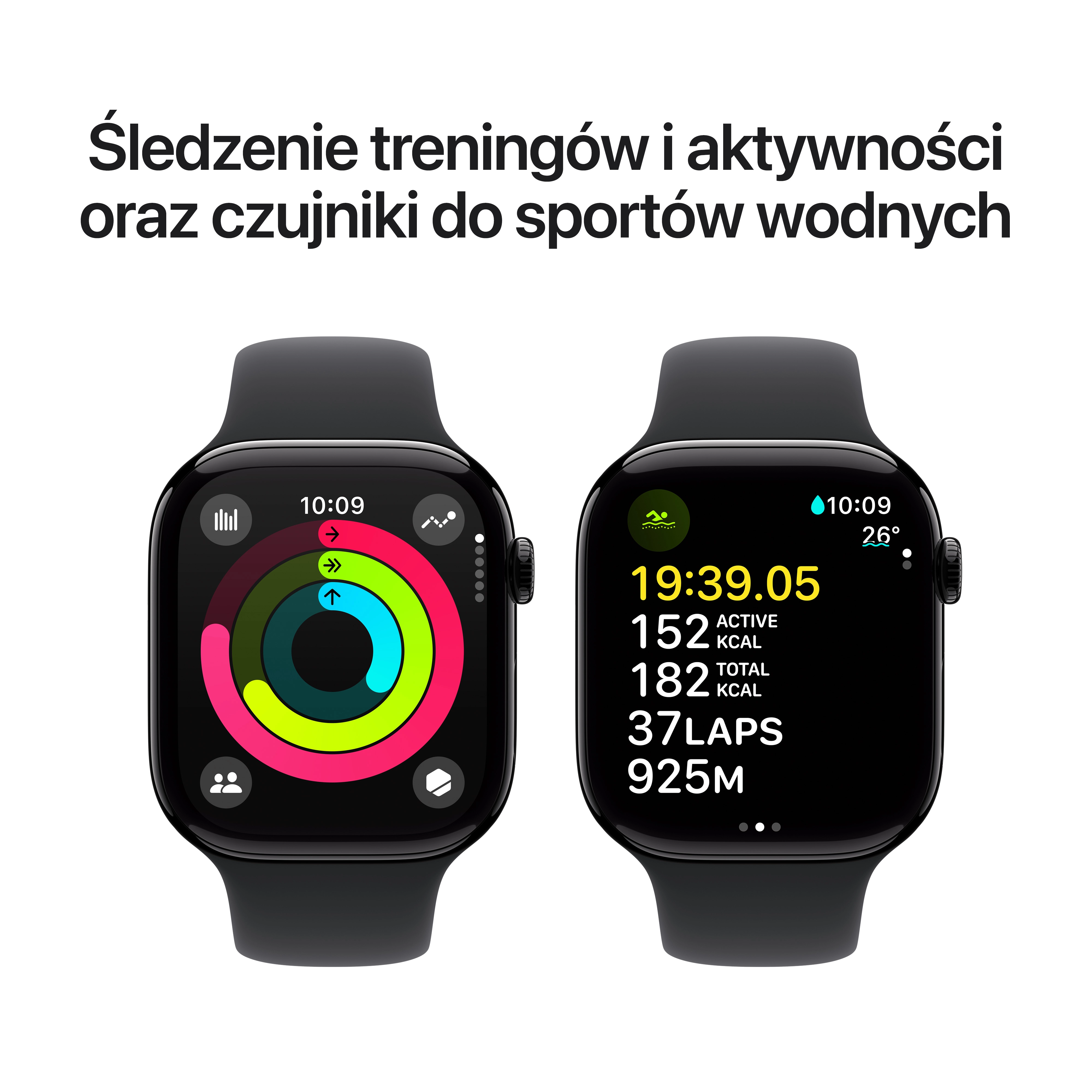 Apple Watch Series 10 GPS + Cellular 42mm aluminium onyks pasek sportowy czarny M/L