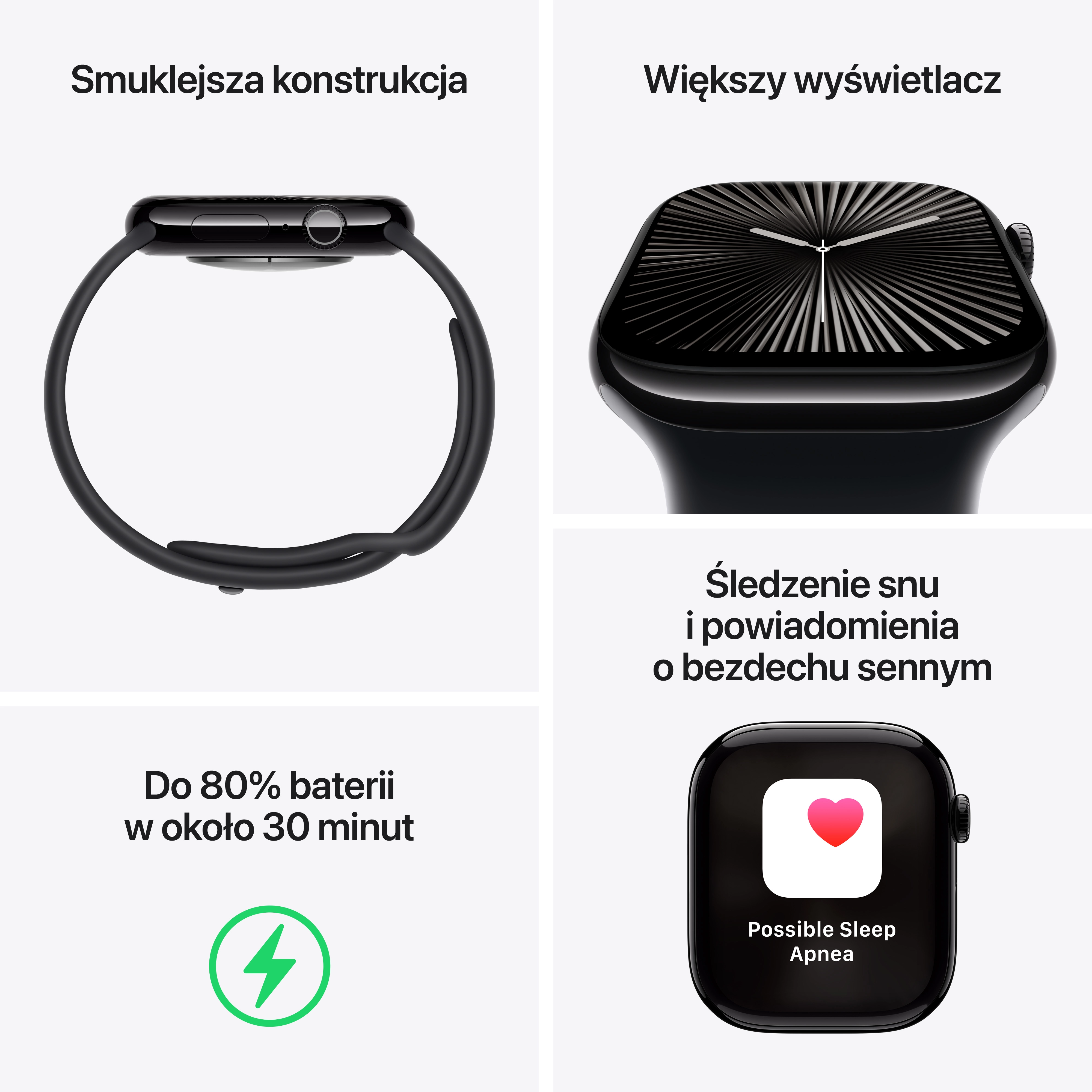 Apple Watch Series 10 GPS + Cellular 42mm aluminium onyks pasek sportowy czarny M/L