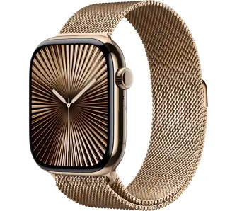 Apple Watch Series 10 GPS + Cellular koperta 42mm tytan złoty bransoleta mediolańska złoty