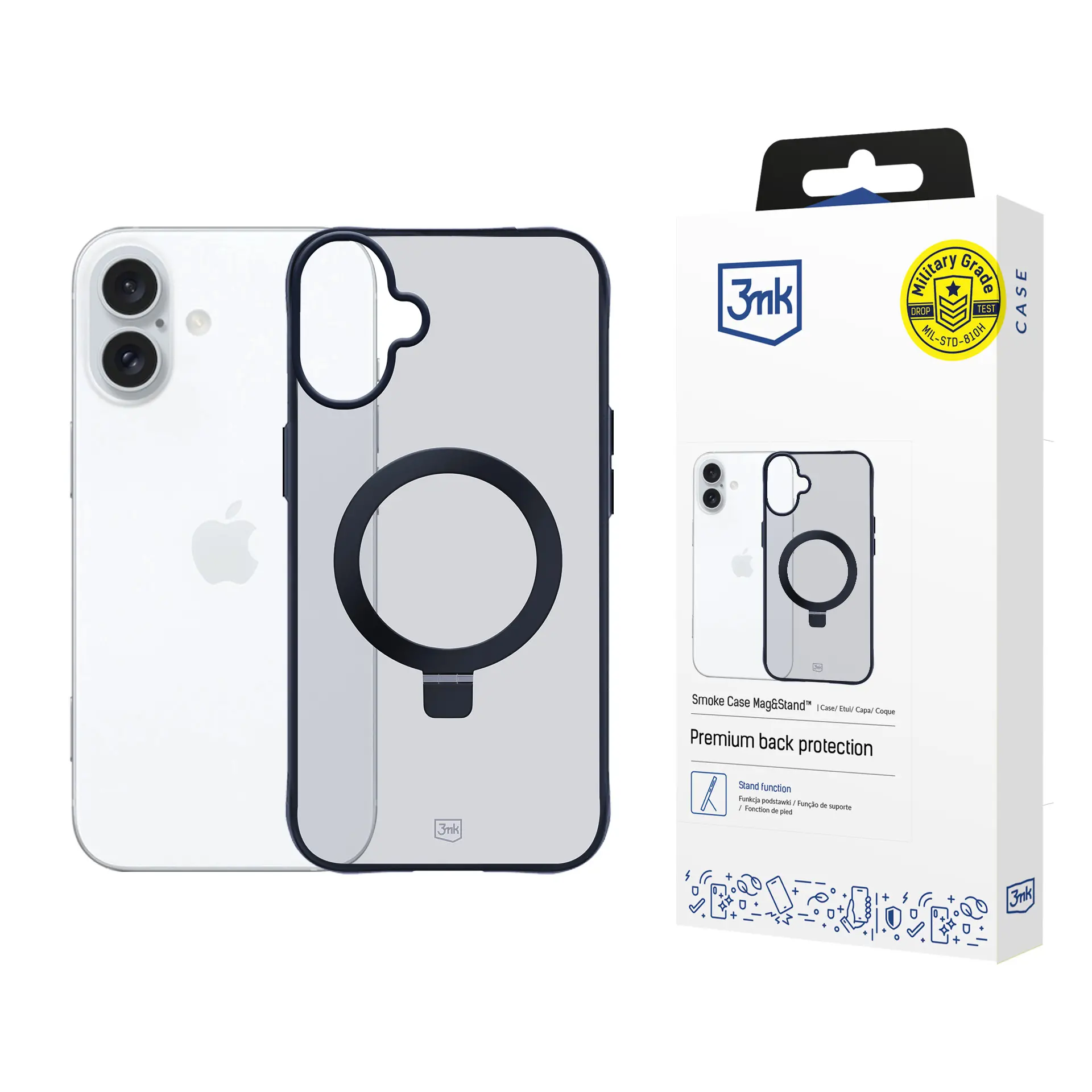 Etui 3mk Smoke Case Mag&Stand do iPhone 16 Plus Czarny