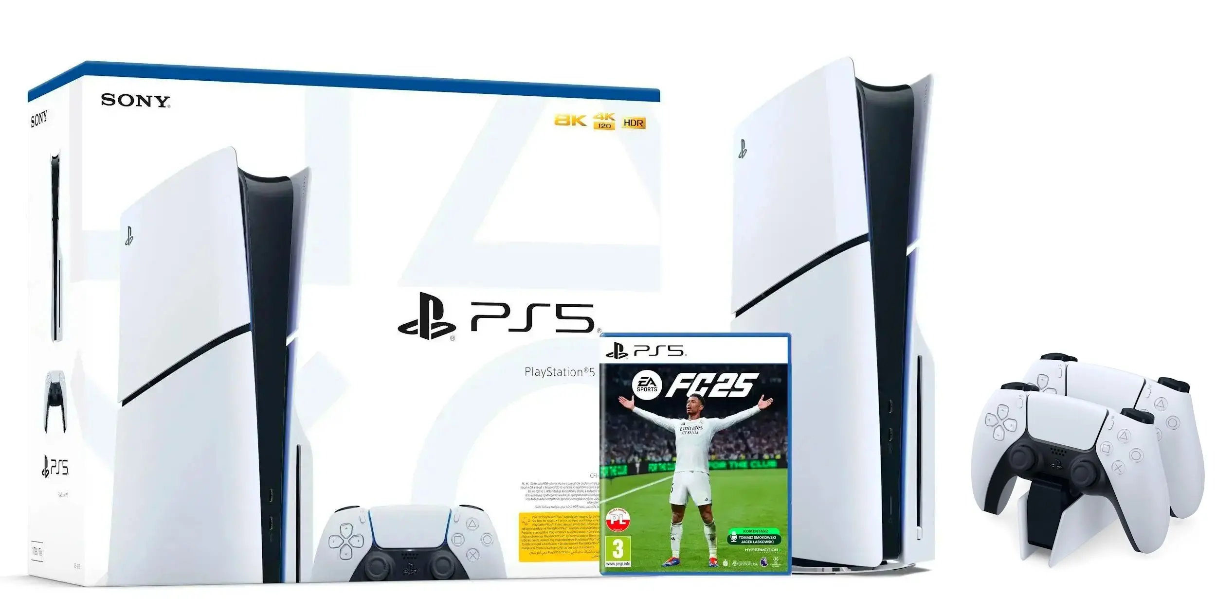 Konsola Sony PlayStation 5 Slim D Chassis (PS5) 1TB z napędem + Dodatkowy Pad + ładowarka + EA SPORTS FC 25