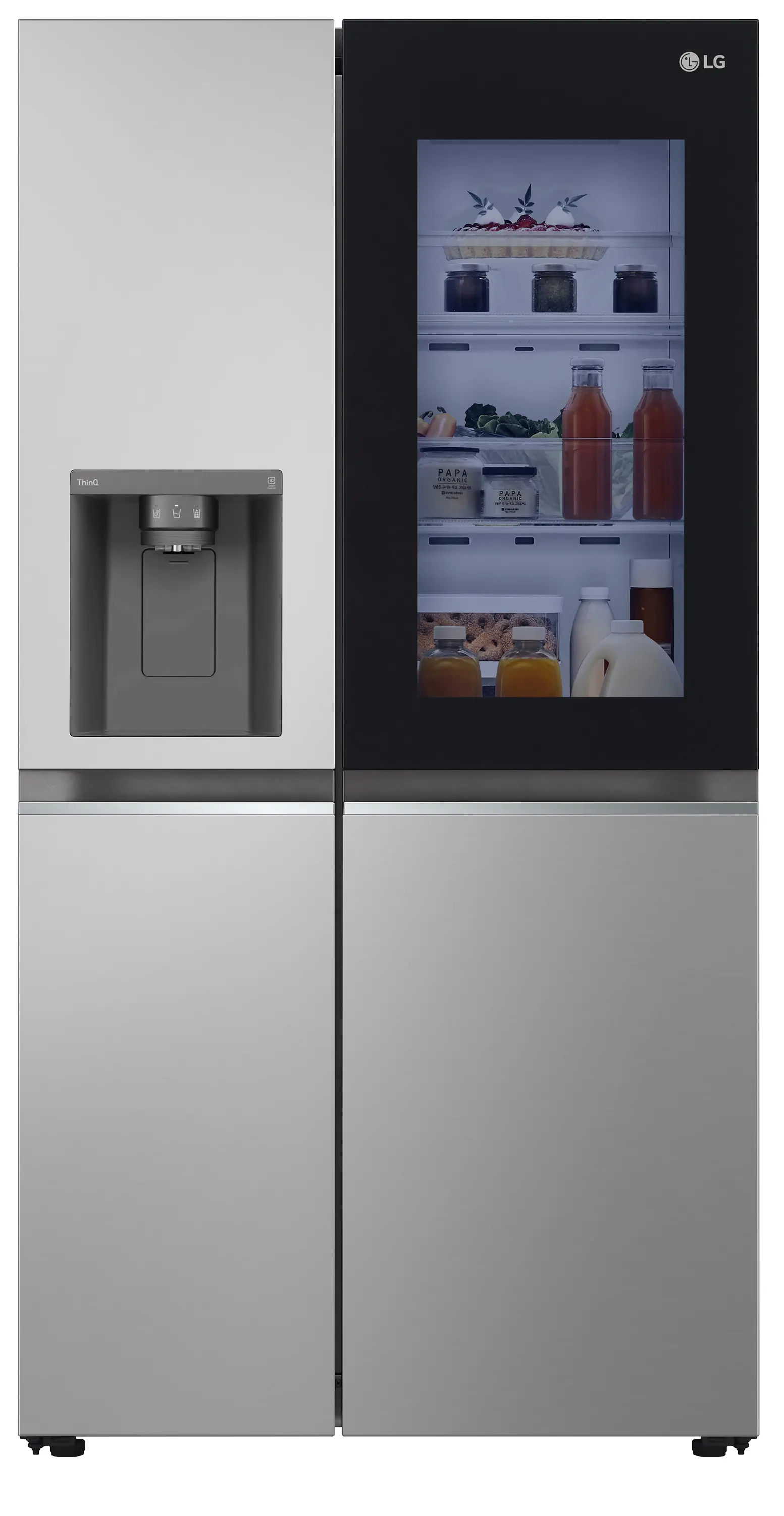 Lodówka LG SBS InstaView GSGV80PYLL Pełny No Frost 179cm Dystrybutor wody Komora świeżości Zdalne sterowanie Srebrny