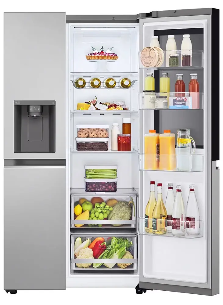 Lodówka LG SBS InstaView GSGV80PYLL Pełny No Frost 179cm Dystrybutor wody Komora świeżości Zdalne sterowanie Srebrny