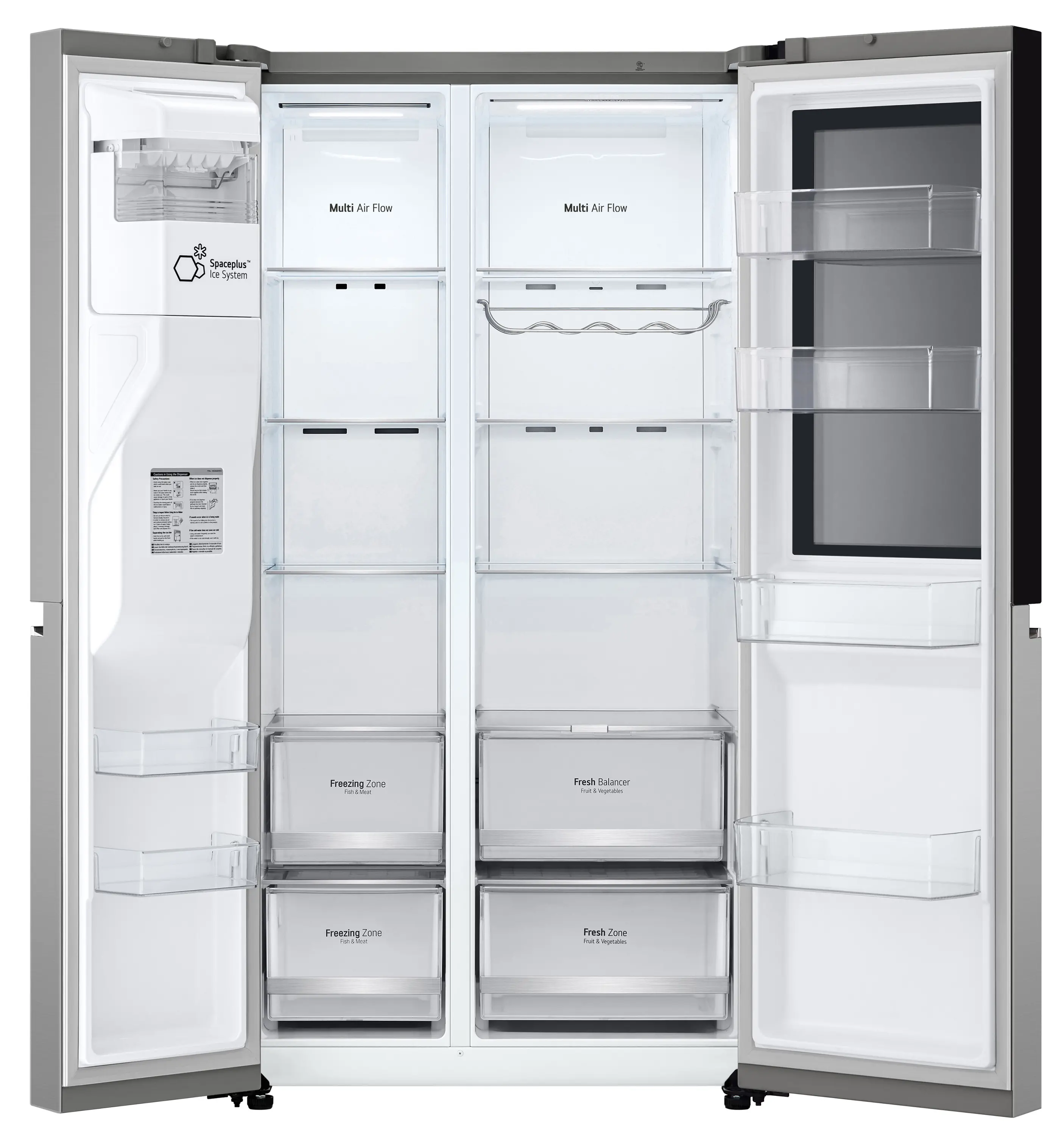 Lodówka LG SBS InstaView GSGV80PYLL Pełny No Frost 179cm Dystrybutor wody Komora świeżości Zdalne sterowanie Srebrny