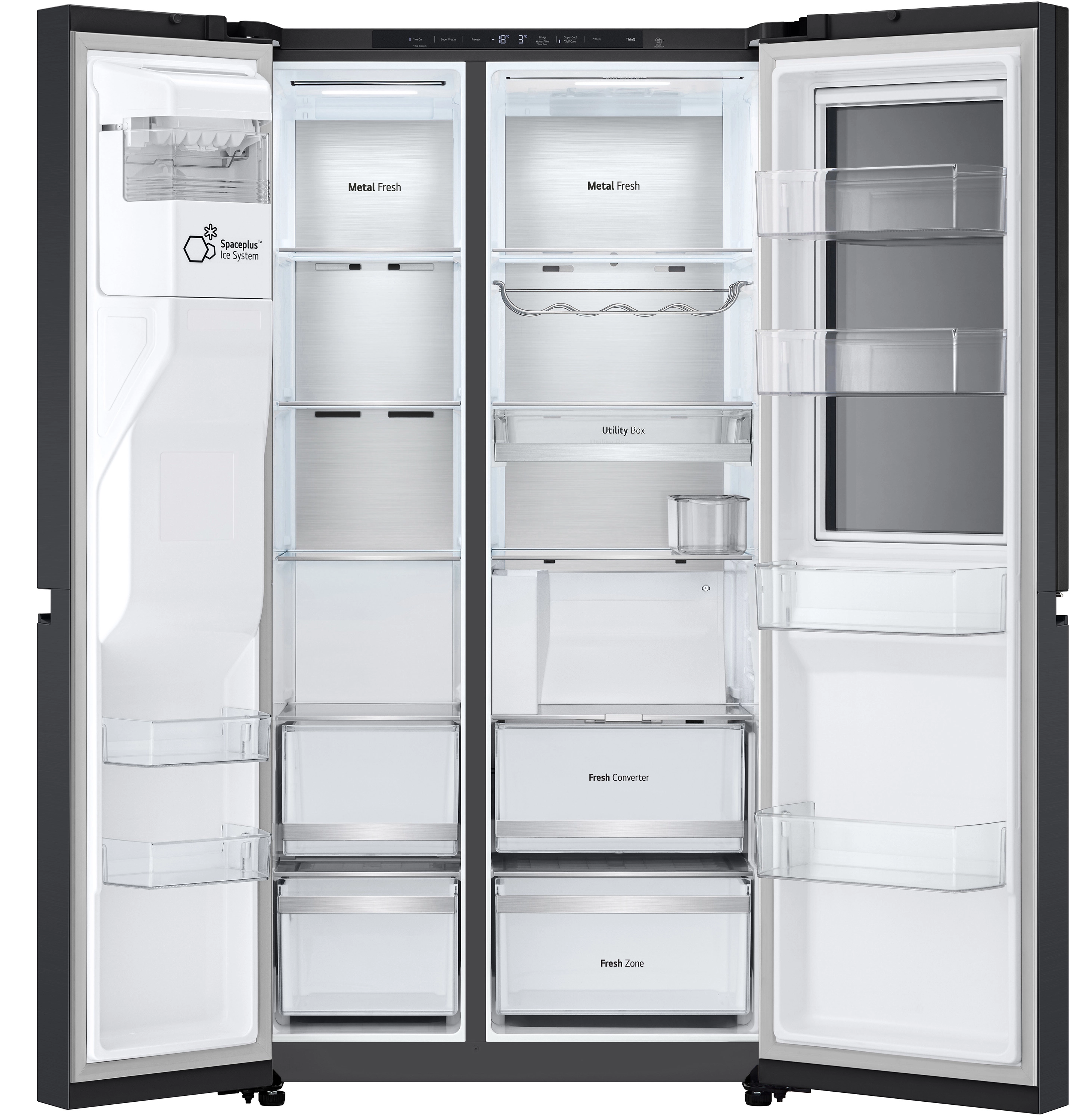 Lodówka LG SBS Instaview GSXE90EVAD Pełny No Frost 179cm Dystrybutor wody Komora świeżości Zdalne sterowanie Ciemny grafit stal