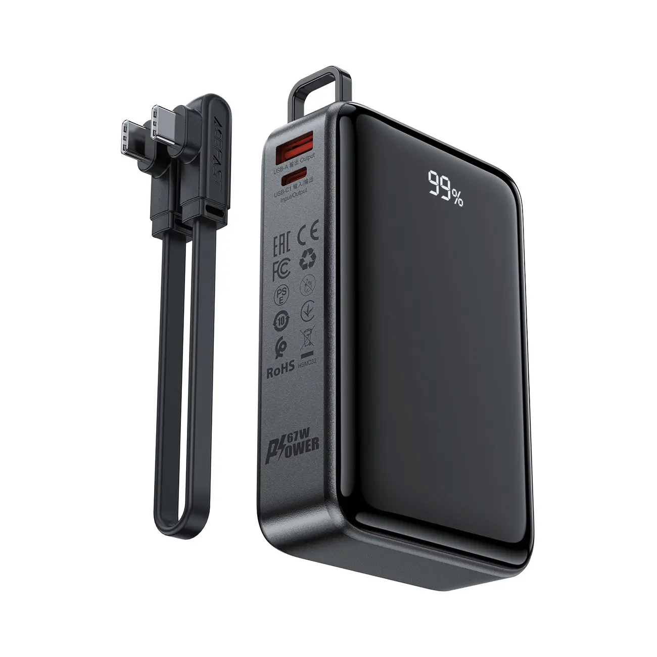 Powerbank Acefast M4 20000mAh PD 67W Wbudowany kabel Czarny