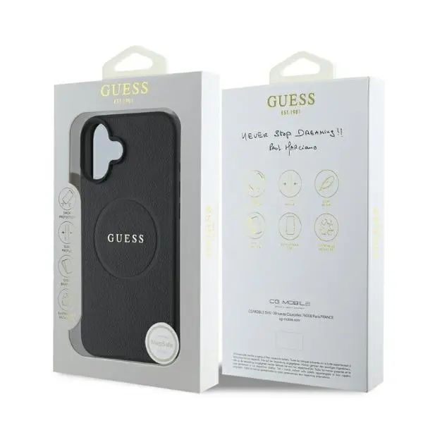 Etui Guess Grained Gold Ring MagSafe do iPhone 16 Czarny