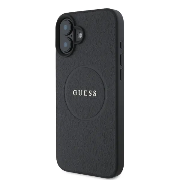 Etui Guess Grained Gold Ring MagSafe do iPhone 16 Czarny