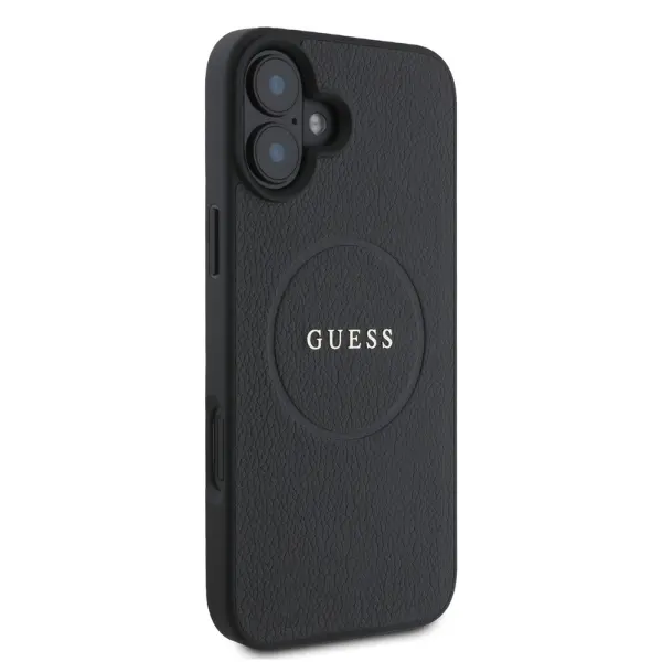 Etui Guess Grained Gold Ring MagSafe do iPhone 16 Czarny