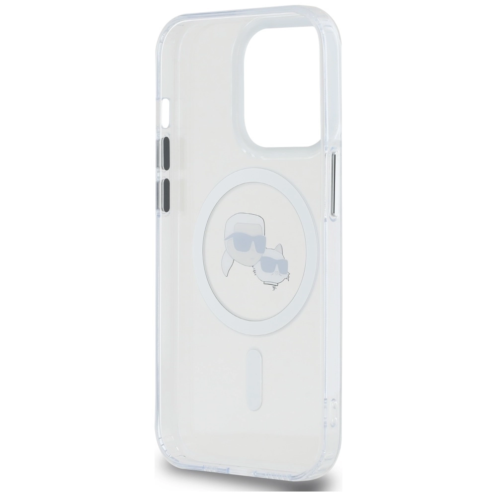 Etui Karl Lagerfeld IML Metal Karl&Choupette Head MagSafe do iPhone14 Pro Biały