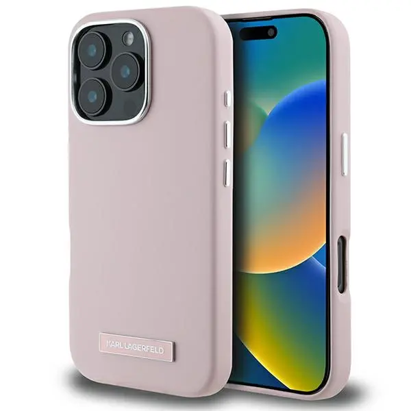 Etui Karl Lagerfeld FW Metal Plate MagSafe do iPhone 16 Pro Max Różowy