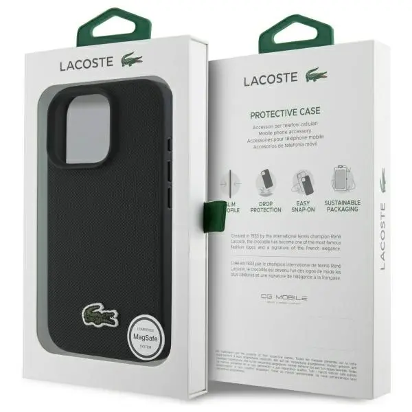 Etui Lacoste Iconic Petit Pique MagSafe do iPhone 16 Pro Czarny