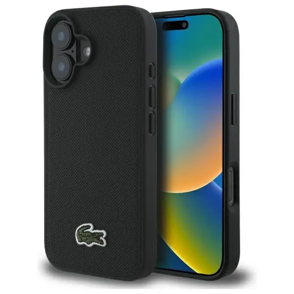 Etui Lacoste Iconic Petit Pique MagSafe do iPhone 16 Czarny