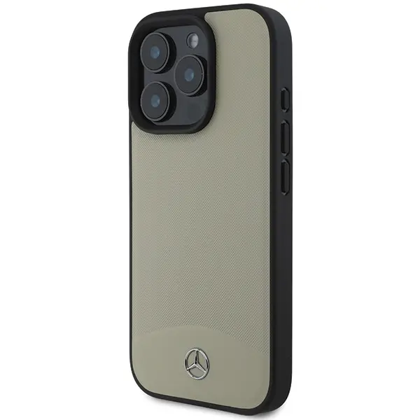 Etui Mercedes-Benz Textured and Plain Leather MagSafe do iPhone 16 Pro Max Beżowy