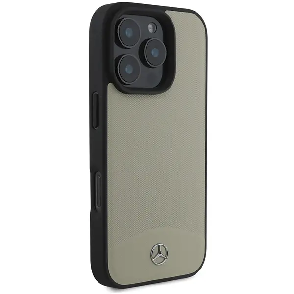 Etui Mercedes-Benz Textured and Plain Leather MagSafe do iPhone 16 Pro Max Beżowy