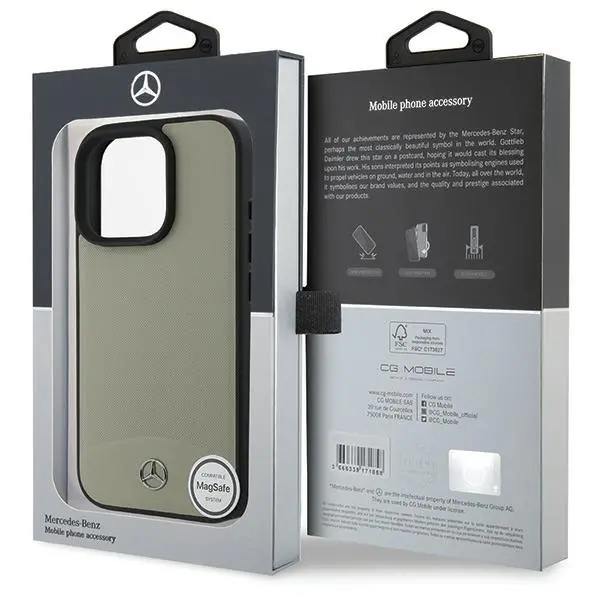 Etui Mercedes-Benz Textured and Plain Leather MagSafe do iPhone 16 Pro Max Beżowy