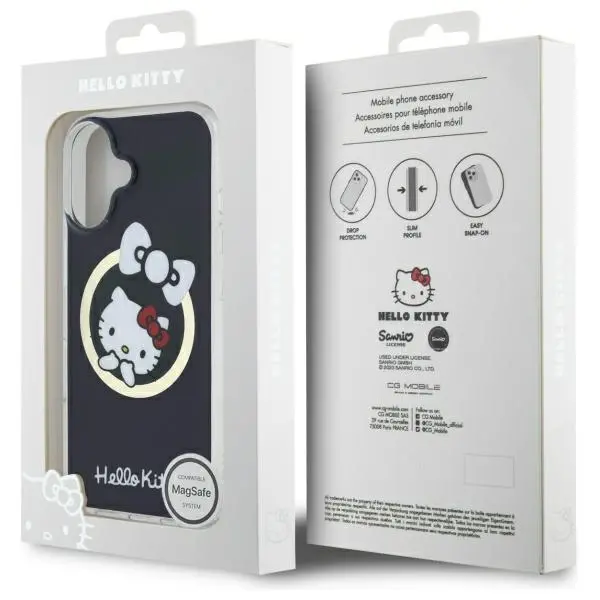 Etui Hello Kitty IML Fun bow MagSafe do iPhone 16 Czarny