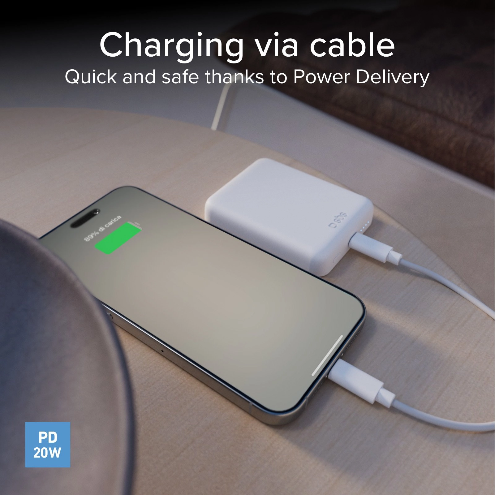 Powerbank SBS TEBB5000HDMAG 5000mAh PD 20W MagSafe Biały