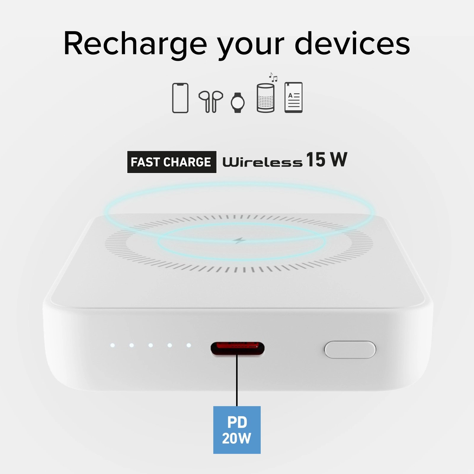 Powerbank SBS TEBB5000HDMAG 5000mAh PD 20W MagSafe Biały