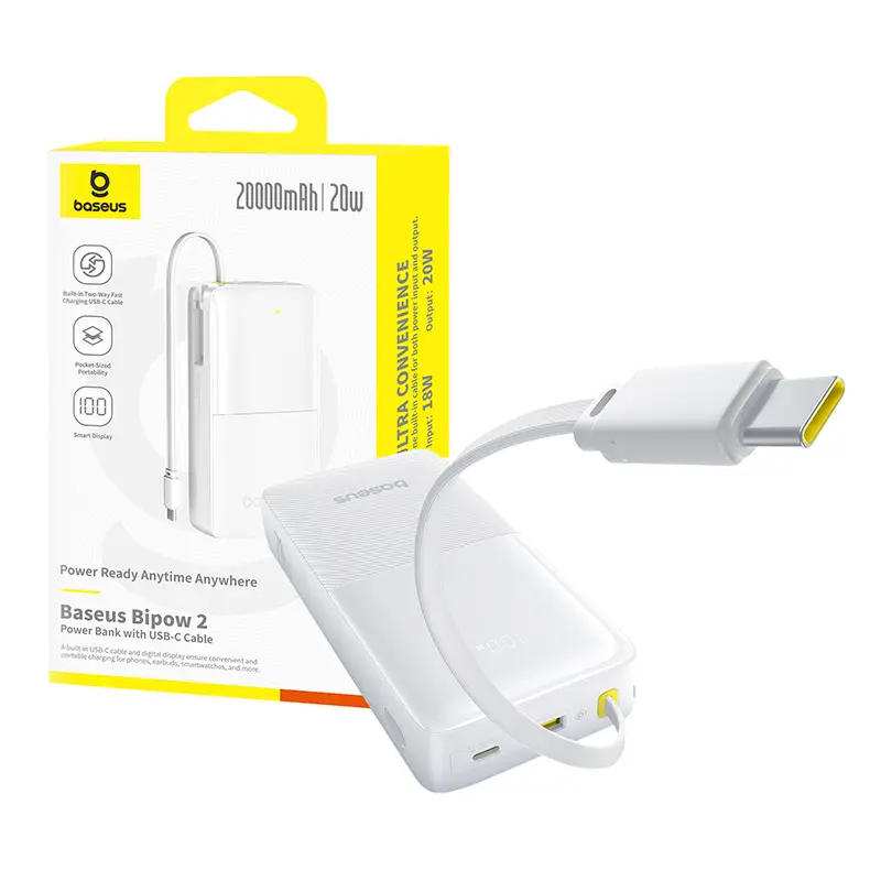 Powerbank Baseus Bipow 2 Digital Display 20000mAh 20W Biały