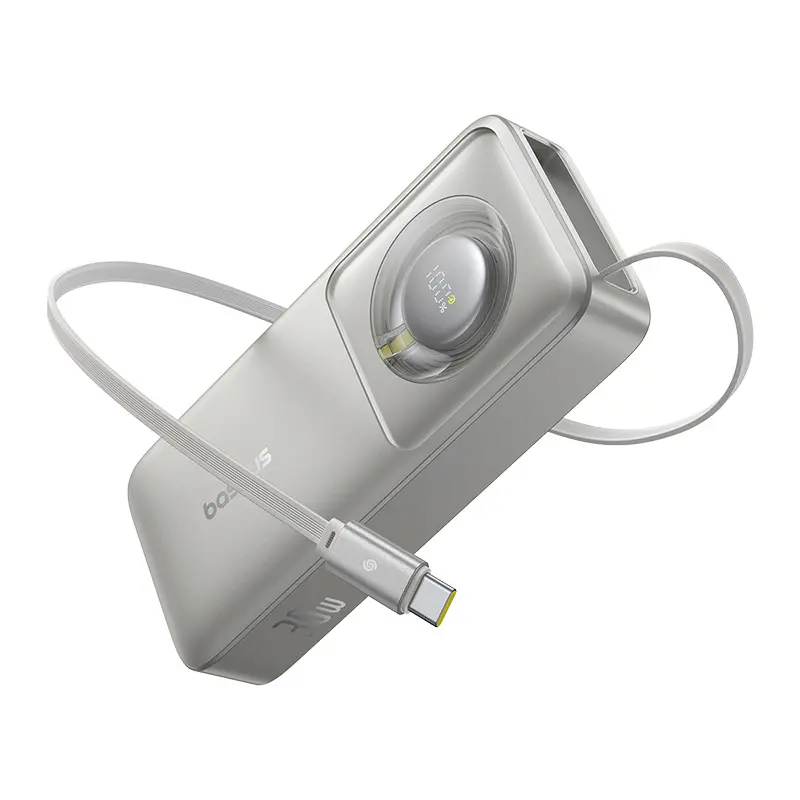 Powerbank Baseus Free2Pull 10000mAh 30W Wbudowany kabel Szary