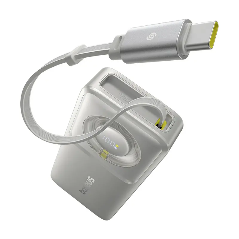 Powerbank Baseus Free2Pull 10000mAh 30W Wbudowany kabel Szary