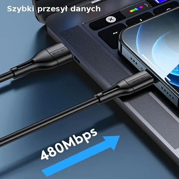 Kabel USAMS USB do Lightning 2A Fast Charge 1m Czarny