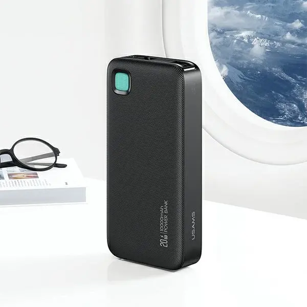 Powerbank USAMS US-CD224 Ze zwijanym kablem USB-C Retractable 10000mAh PD20W Fast Charge XY Series Fioletowy