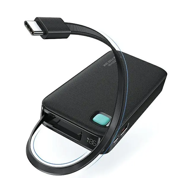 Powerbank USAMS US-CD224 Ze zwijanym kablem USB-C Retractable 10000mAh PD20W Fast Charge XY Series Fioletowy