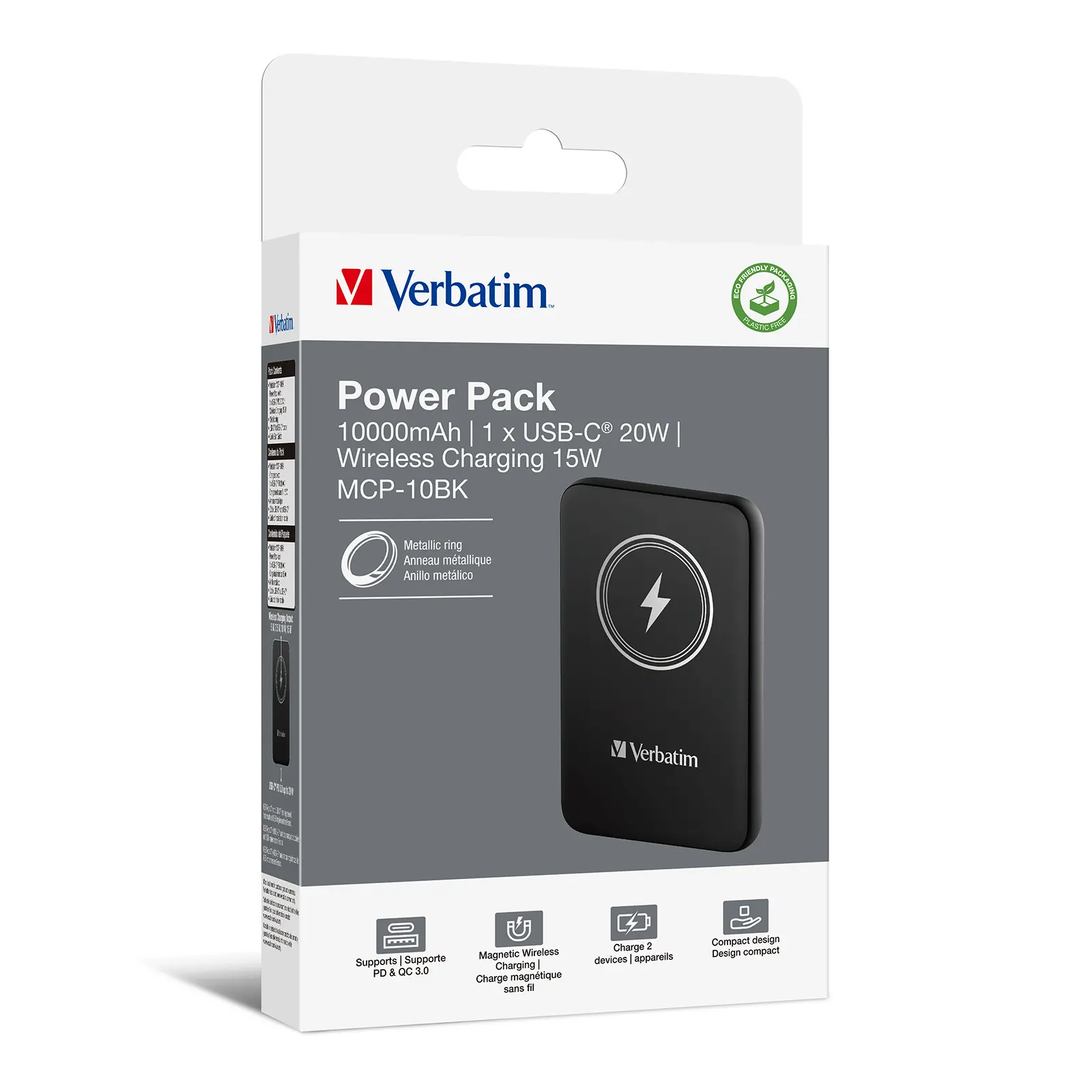 Powerbank Verbatim Charge 'n' Go Magnetic Wireless 10000mAh PD 20W QC3.0 Czarny