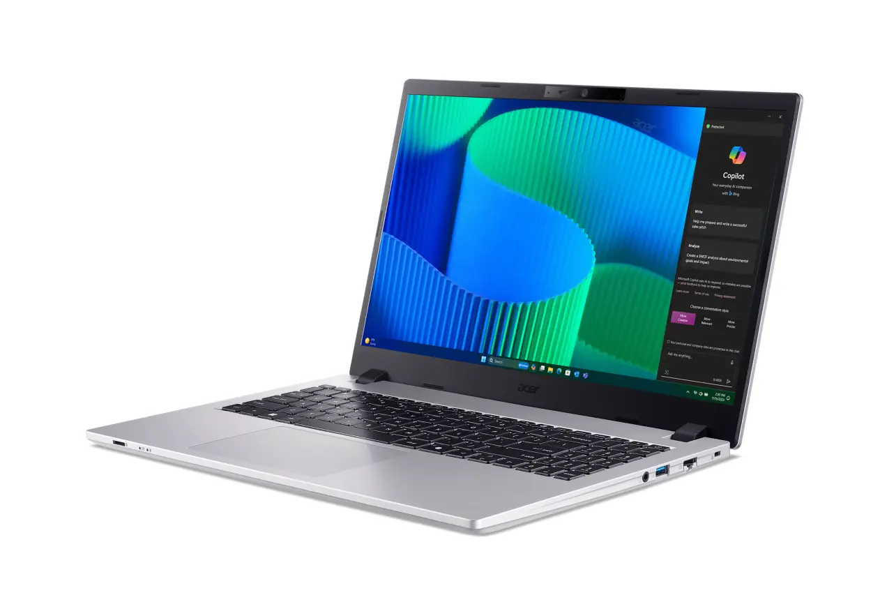 Laptop Acer TravelMate P2 15 TMP215-55-TCO 15,6" Core 5 120U 16GB RAM 512GB Dysk SSD Win11 Pro Srebrny