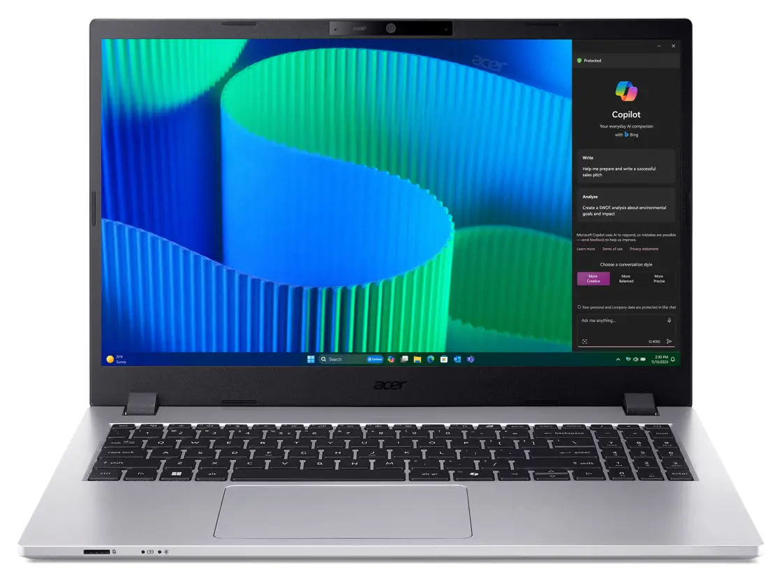 Laptop Acer TravelMate P2 15 TMP215-55-TCO 15,6" Core 5 120U 16GB RAM 512GB Dysk SSD Win11 Pro Srebrny