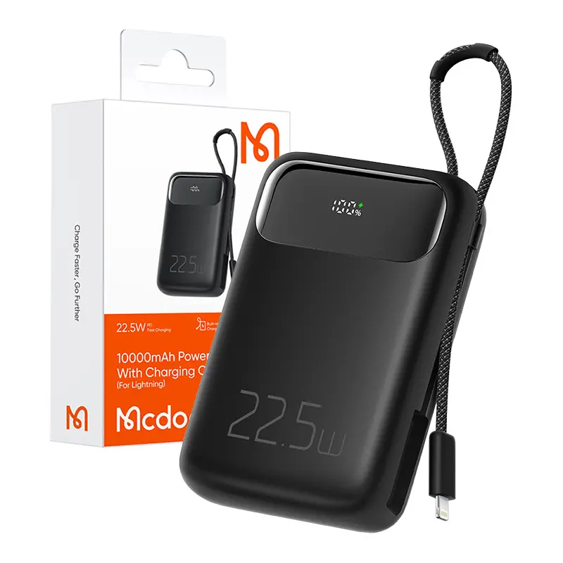 Powerbank Mcdodo MC-3253 10000mAh, 22.5W z kablem Lightning Czarny