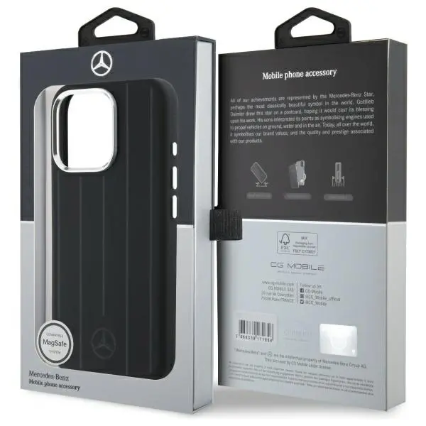 Etui Mercedes-Benz Silicone Vertical Tonal Stripes do iPhone 16 Pro Max Czarny