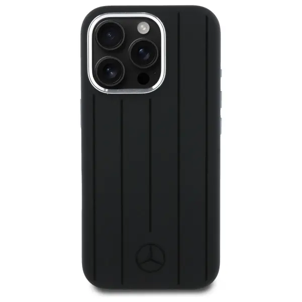 Etui Mercedes-Benz Silicone Vertical Tonal Stripes do iPhone 16 Pro Max Czarny