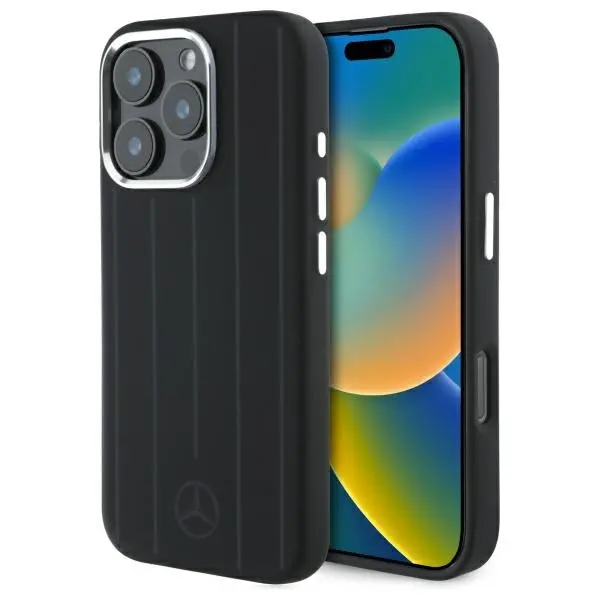 Etui Mercedes-Benz Silicone Vertical Tonal Stripes do iPhone 16 Pro Max Czarny