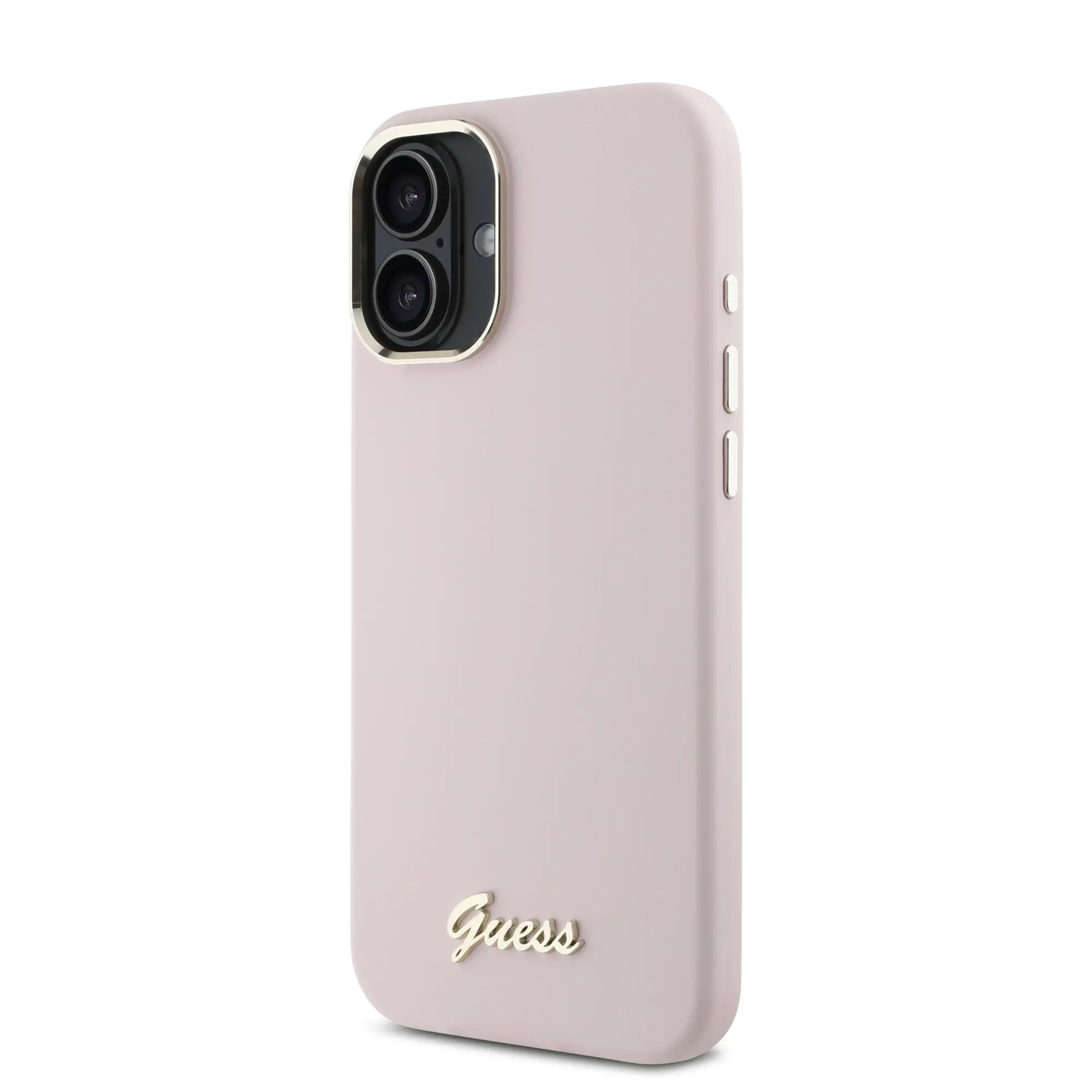 Etui Guess Silicone Script Metal Logo & Frame do iPhone 16 Różowy