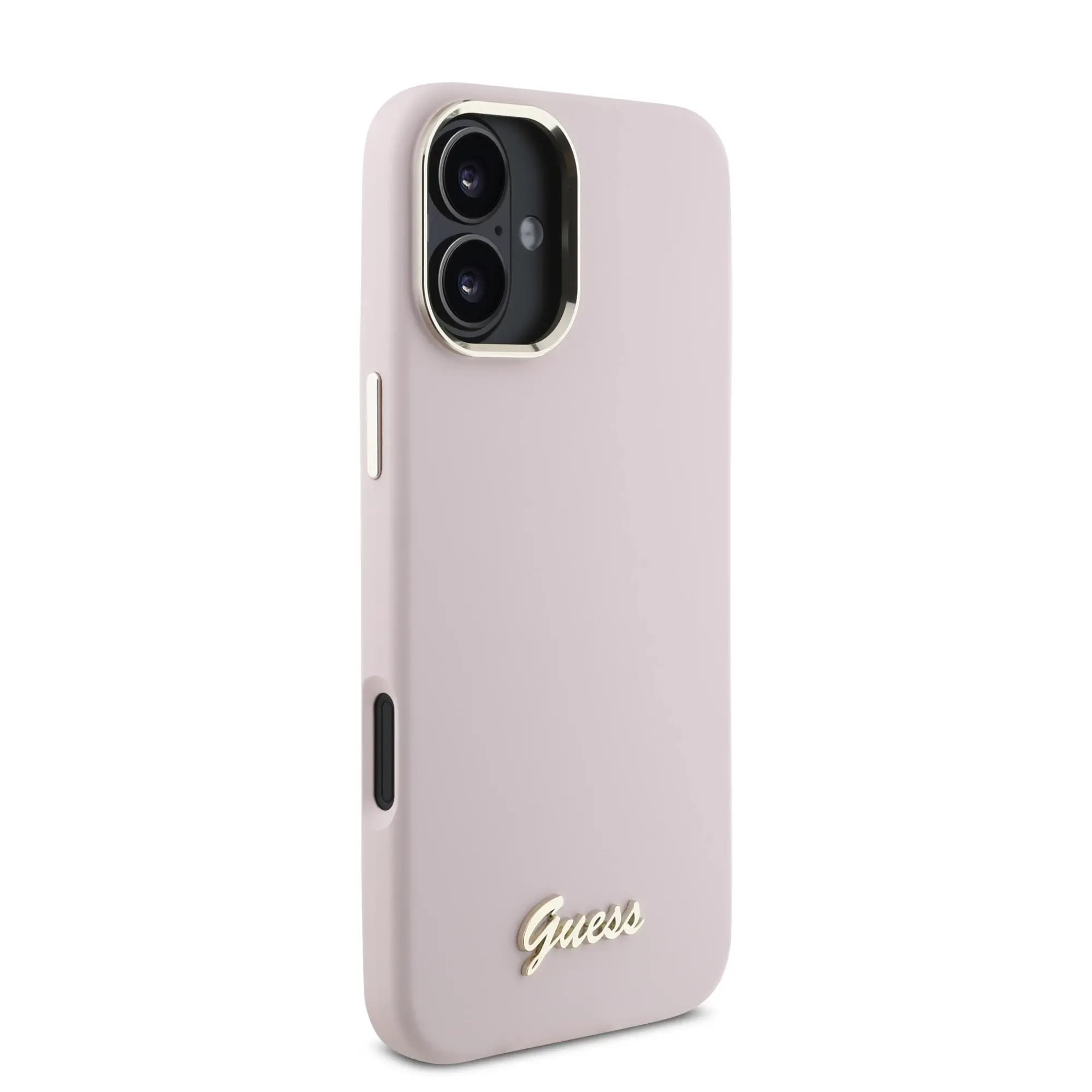 Etui Guess Silicone Script Metal Logo & Frame do iPhone 16 Różowy