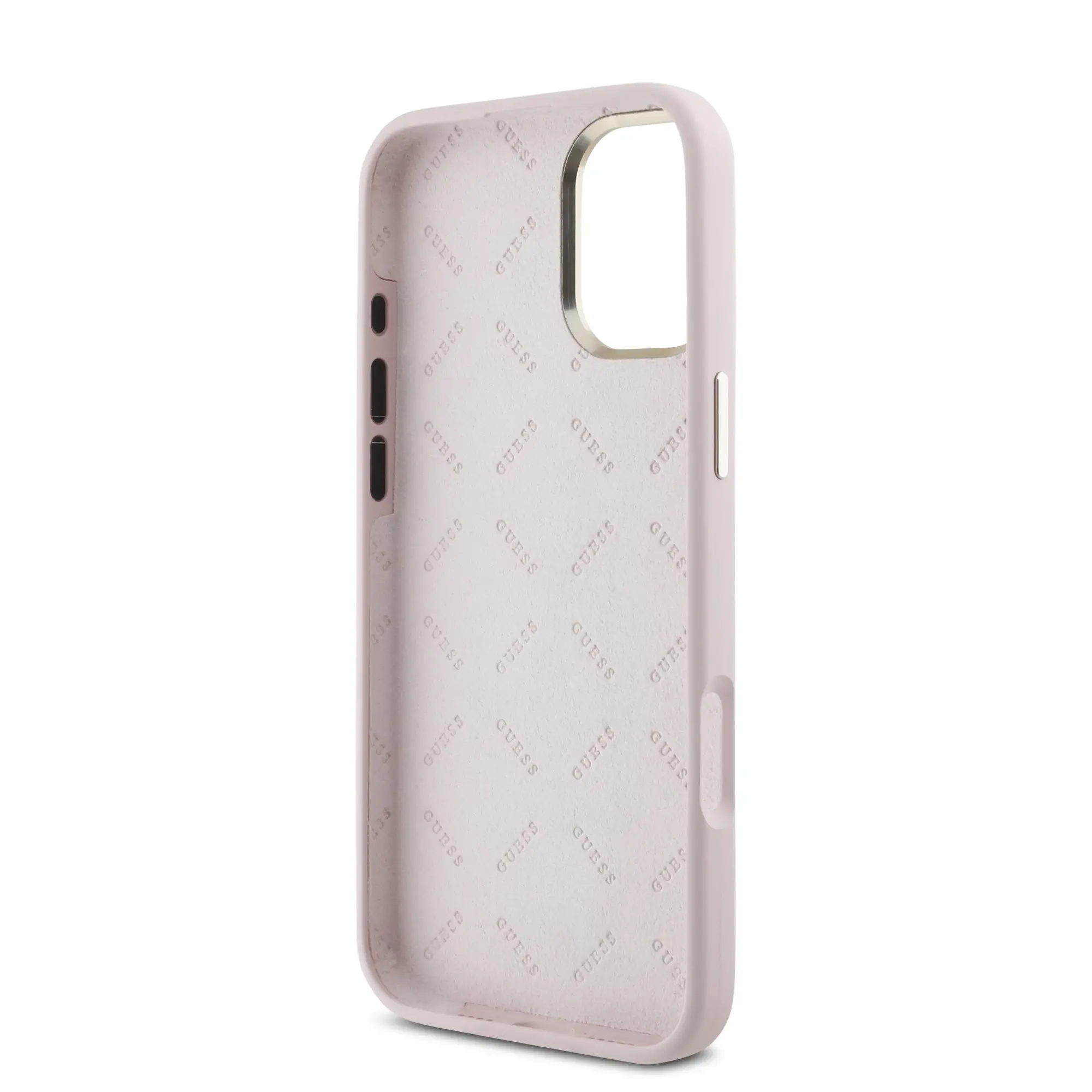 Etui Guess Silicone Script Metal Logo & Frame do iPhone 16 Różowy