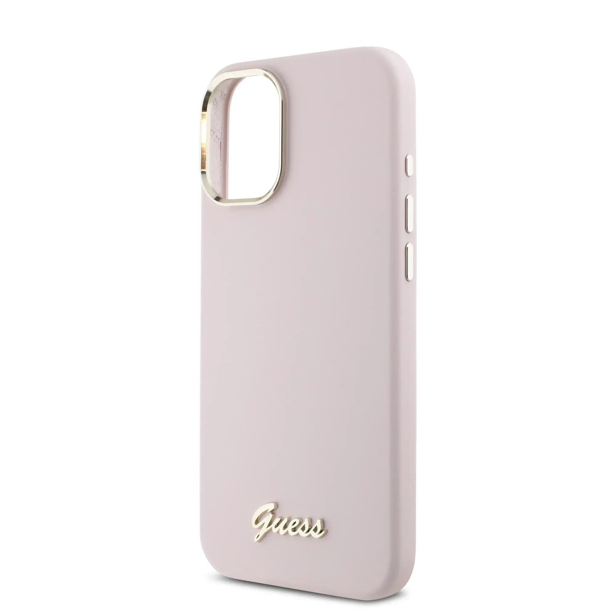Etui Guess Silicone Script Metal Logo & Frame do iPhone 16 Różowy