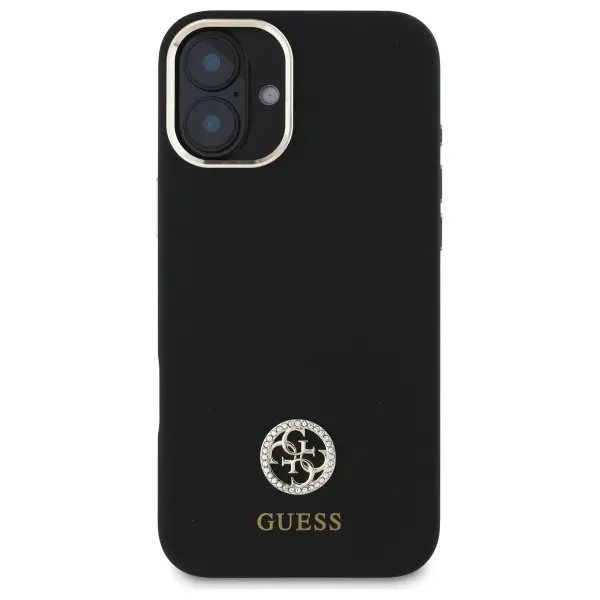 Etui Guess Silicone Logo Strass 4G do iPhone 16 Czarny